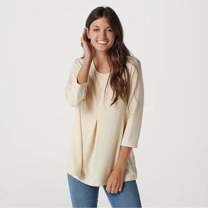 Denim & Co. Heavenly Jersey Peach Tunic Round Neck Size Small